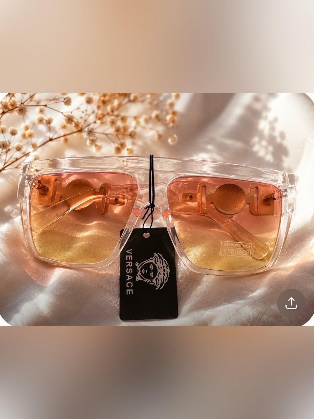 Transparent Pink Oversized Shield Sunglasses